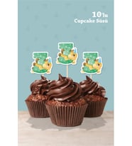 Baby Dinozor Temalı 3 Yaşında Cupcake Süsü '10lu