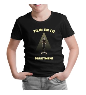 Yılın Öğretmeni Oscar Öğretmenler Günü Siyah Çocuk Tshirt