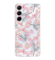 PrintiFy Samsung A55 Uyumlu Kamera Korumalı Floral Kırmızı Tasarımlı Şeffaf Silikon Kılıf