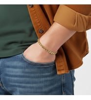 Erkek Arnavut Çelik Zincir Bileklik 6mm Yuvarlak (Altın)