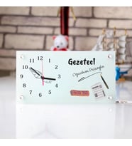 Gazetecilere Özel Tasarımlı Masa Üstü Cam Saat  29038