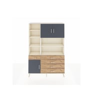 Arges Dolap 9 Raflı 5 Çekmeceli 3 Kapaklı 132x30x195 Aytaşı-Antrasit/Çam