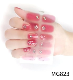 Lexroo Tırnak Oje Sticker Nail Art Set MG823, Çiçek Desenli 12'li