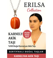 Sertifikalı Karnelyan Akik Doğal Taş Kolye – Pozitif Enerji Canlılık ve Özgüven Taşı (Çok Renkli)