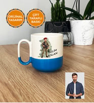 Kişiye Özel Karikatürlü Asker Pro Kupa Bardak Kırmızı Askere Hediye Asker Sevgiliye Hediye (Mavi)