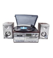 Knstar KN-120 Kumandalı Hoparlörlü Bluetoothlu CD'li Kaset Usb Radyo Özellikli Pikap (Kahverengi)