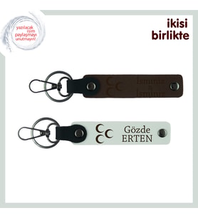 Yılbaşı İçin Vatan Temalı Hediye – Üç Hilal, İsim Yazılı Anahtarlık Seti, Koyu Kahve-Beyaz