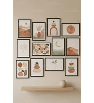12 Parça Modern Soyut Dekoratif Çerçeve Görünümlü Tablo Seti