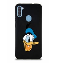 Samsung Galaxy M11 Soft Premier Kapak Donald Duck-A Tasarımlı Silikon Kılıf - Siyah (Şeffaf)