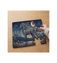 Sihirli Süslü At Tasarımlı 24 Parça Ahşap Çocuk Puzzle