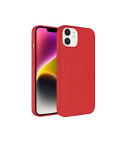 Apple iPhone 12 Uyumlu Kılıf M-safe Wireless Şarj Özellikli Pastel Renk Silikon Zore Plas Kapak (Kırmızı)