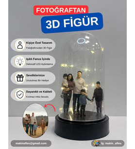 Işıklı Fanus İçinde Kişiye Özel 3D 4-5 Kişilik Figür (10cm)