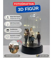 Işıklı Fanus İçinde Kişiye Özel 3D 4-5 Kişilik Figür (10cm)
