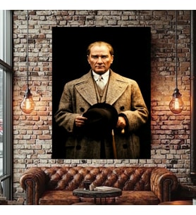 AY GİBİ PARLAYAN MUSTAFA KEMAL ATATÜRK KANVAS TABLO EV DUVAR SALON OFİS DÜKKAN İŞ YERİ HEDİYELİK DEKARASYON SÜSÜ (Çok Renkli)