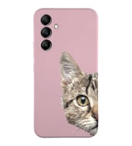 Samsung Galaxy A34 Uyumlu Lansman Kılıf Catface Tasarımlı İçi Kadife Kapak-Pembe (Şeffaf)
