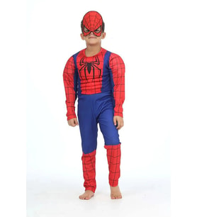 Spiderman kostümü kaslı çocuk Örümcek adam Kaslı kostümü maskeli parti kıyafeti (Çok Renkli)