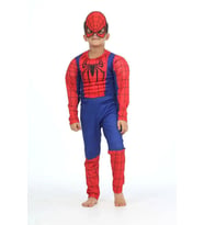Spiderman kostümü kaslı çocuk Örümcek adam Kaslı kostümü maskeli parti kıyafeti (Çok Renkli)