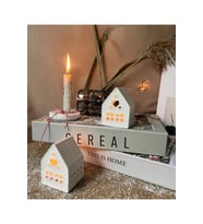 Çukur Ev Şeklinde Tealight Mumluk 4’lü 10-8 CM (Beyaz)