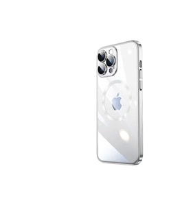 Apple iPhone 14 Plus Uyumlu Kılıf Wireless Şarj Özellikli Sert PC Zore Riksos M-safe Kapak (Gümüş)