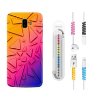 Samsung J6 Plus J7 Prime J7 Pro M20 Kılıf Kablo Koruma Spiral Silikon Üçgenler 1635