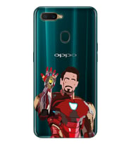 Oppo A5S/AX7/A12 Uyumlu Iron Man Desenli Şeffaf Telefon Kılıfı