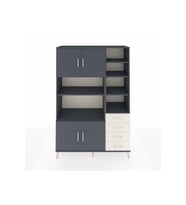 Hyperion Dolap 9 Raflı 4 Çekmeceli 4 Kapaklı 132x44x195 Antrasit-Antrasit/Aytaşı