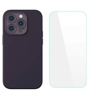Baseus Liquid Silica iPhone 14 Pro Silikon Kılıf + Tempered Ekran Koruyucu Set (Koyu Mavi)
