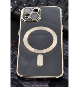 iPhone 14 Plus Uyumlu MagSafe Özellikli Lens Korumalı Renkli Kılıf Siyah