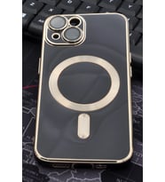 iPhone 14 Plus Uyumlu MagSafe Özellikli Lens Korumalı Renkli Kılıf Siyah