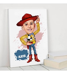 Oyuncak Kovboy Çocuk Karikatürlü Kanvas Tablo