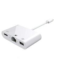 Winex 3in1 Lightning to RJ45 + UsbA + Lightning Şarj Girişli Dönüştürücü Adaptör NK107