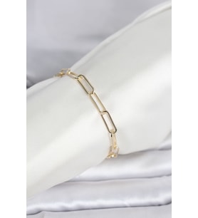 CM 14K Gold Renk Kalın Ataç Zincir Model Kadın Bileklik (Karışık)