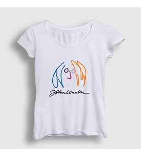 Presmono Kadın Beyaz Logo Beatles John Lennon T-Shirt 34936tt