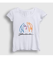 Presmono Kadın Beyaz Logo Beatles John Lennon T-Shirt 34936tt