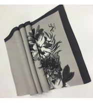 Çiçekli Desen Modal Seri Şal Eşarp Askısı ile Birlikte 75x200 cm Gri-75x200