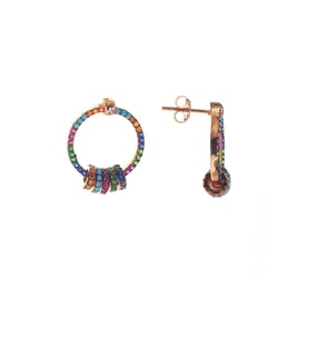 Söğütlü Silver Gümüş rose renkli zirkon taşlı çivili ring küpe