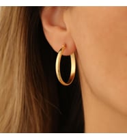 925 Ayar Gümüş 3mm Halka Küpe - 26mm (Altın)