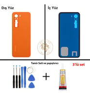 Infinix Hot 60 Pro Turuncu Uyumlu Arka Kapak + Yapıştırıcı ve Vida Seti Arka Cam Batarya Pil Kapağı