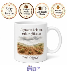 Toprak Kokusu Temalı Baskılı Kupa Bardak Doğa Sevgisi Hediye Kupa