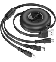 3in1 USB iPhone 17 ile Uyumlu Şarj Kablosu – Type-C, Lightning, Micro USB Çoklu Şarj Kablosu, 2A Hızlı Şarj, 1 Metre, TPE Kaplama, Aynı Anda 3 Cihaz Şarj Etme BX74