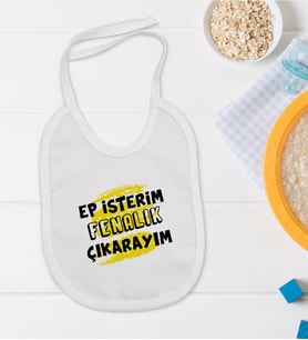 BK Kids Ep İsterim Tasarımlı Beyaz Bebek Mama Önlüğü-7