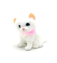 Miyavlayan Sesli Sarı Beyaz Desenli Peluş Kedi (Çok Renkli)