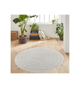 Eliana Home Baskılı, Yıkanabilir Kaymaz Taban Yuvarlak Halı LNA7041 120x120 cm (Gri)