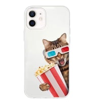 PrintiFy Apple  iPhone 12 Mini ile Uyumlu 1mm Slim Fit Kedi 1 050b Baskılı Şeffaf  Kılıf
