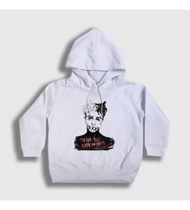 Presmono Unisex Çocuk Beyaz Hate XXXTentacion Kapüşonlu Sweatshirt 47926tt