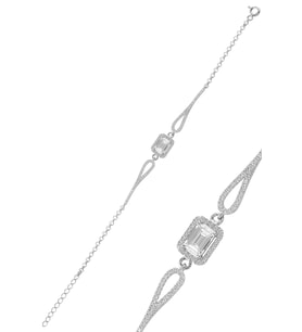 Söğütlü Silver Gümüş rodyumlu pırlanta modeli zirkon taşlı baget  bileklik