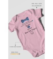 Yengem ve Amcam Beni Çok Seviyor Baskılı Bebek Zıbını – Çıtçıtlı Body  %100 Pamuk Kısa Kol (Koyu Pembe)