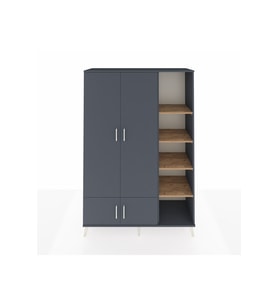 Hyperion Dolap 6 Raflı 4 Kapaklı Tek Askılı 132x44x195 Antrasit-Antrasit/Çam