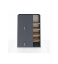 Hyperion Dolap 6 Raflı 4 Kapaklı Tek Askılı 132x44x195 Antrasit-Antrasit/Çam