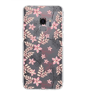 Samsung Galaxy S9  Kamera Korumalı Kapak Floral Kırmızı Tasarımlı  Şeffaf  Kılıf